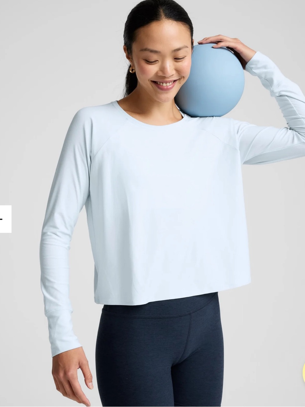 Beyond Yoga Pale Blue Long-Sleeve Cropped Tee